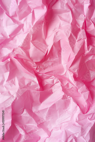 Pink crumpled paper creating an abstract textured background