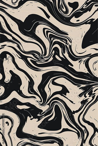 Abstract beige and black mixing colors creating swirls and marble effect