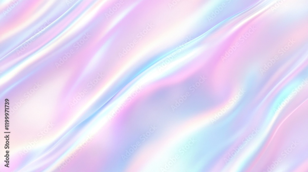 Obraz premium Colorful iridescent, holographic rainbow foil texture background. Iridescent fabric trendy cloth holographic texture purple pink blue metal
