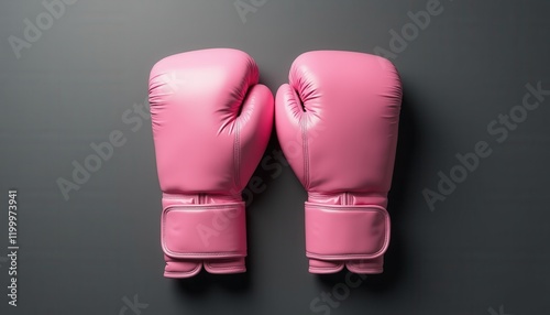 Stark Contrast: Pink Boxing Gloves Against Dark Background. photo