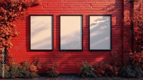 A clean and elegant shop sign mockup displayed on a textured red brick wall.