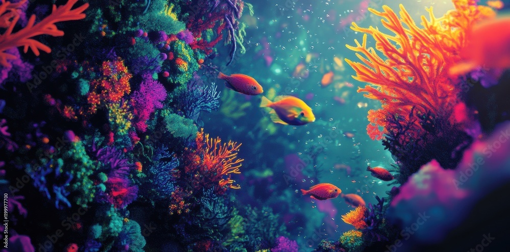 Obraz premium Vibrant Coral Reef Fish Scene Underwater Paradise