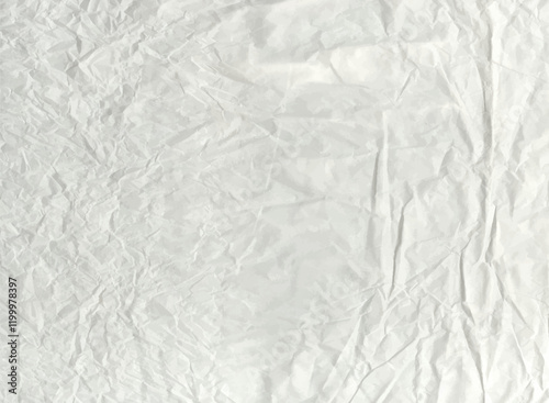 Crumpled grey paper texture. Abstract light background with wrinkled cardboard texture. Vector illustration horizontal fold crumpled empty white paper template for posters and banners.