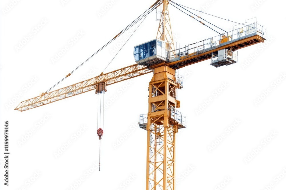 A crane lifts a large piece of heavy equipment, often used in construction or industrial settings A crane lifts a large piece of heavy equipment, often used in construction or industrial settings