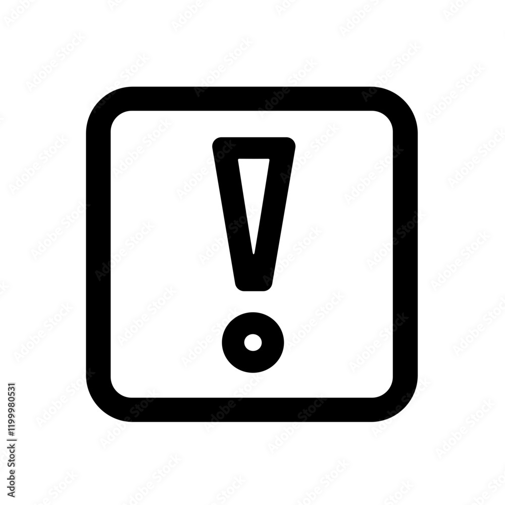Minimalistic black-and-white line art icon of an exclamation mark in a clean vector style Minimalistic black-and-white line art icon of an exclamation mark in a clean vector style