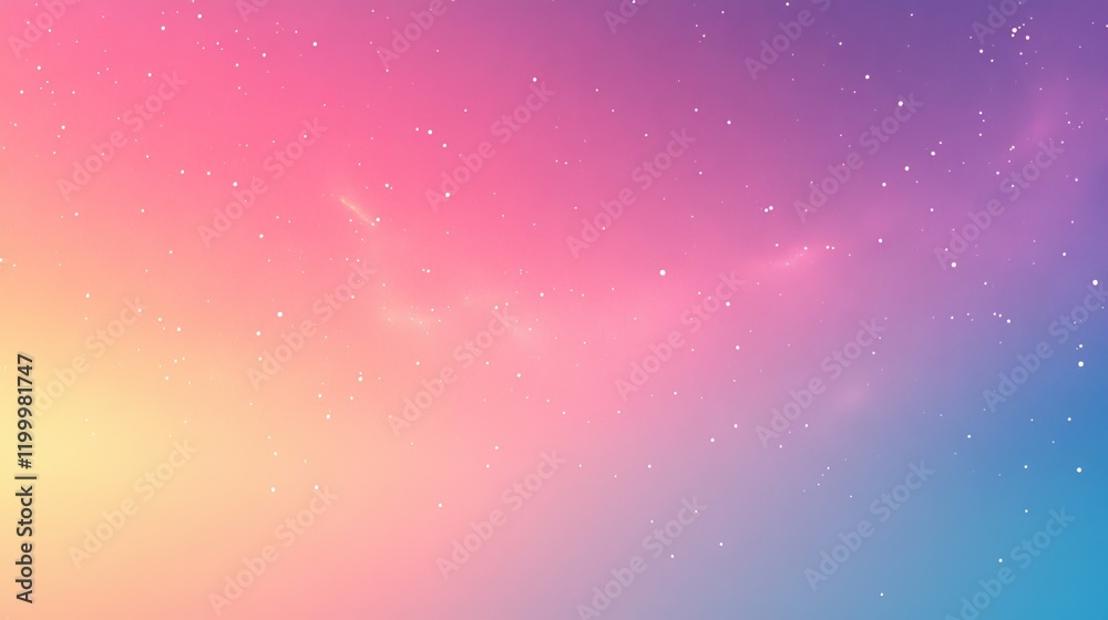 Obraz premium A vibrant gradient background featuring soft pinks, purples, and blues, sprinkled with tiny stars, creating a dreamy, ethereal atmosphere.