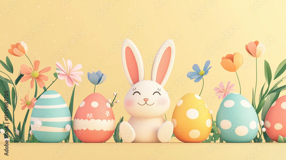 Obraz premium Easter illustration template with free space