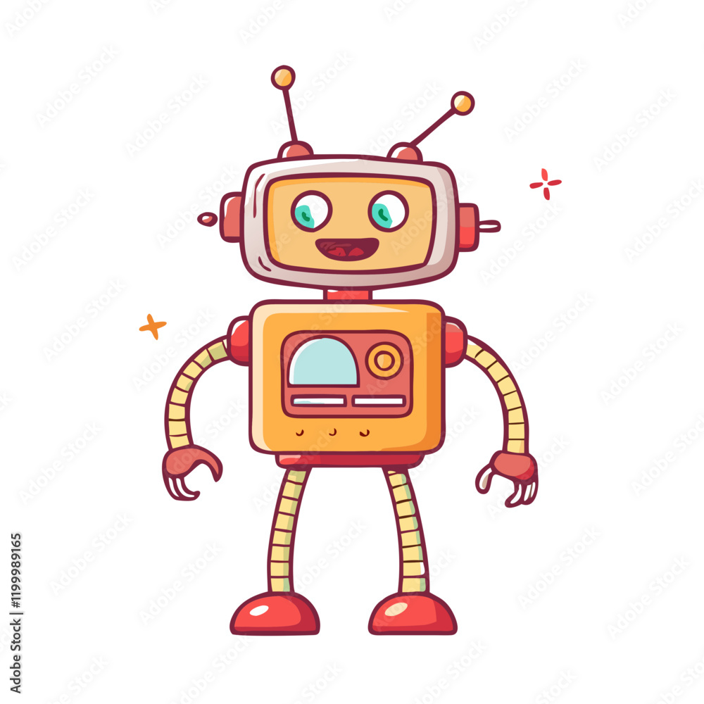 Naklejka premium retro vintage funny robot icon, retro vintage funny robot vector illustration-simple illustration of retro vintage funny robot, perfect for retro vintage funny robot logos and themed design 