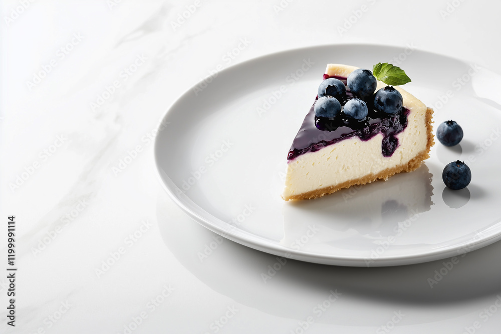 Slice of blueberry cheesecake with fresh berries Slice of blueberry cheesecake with fresh berries