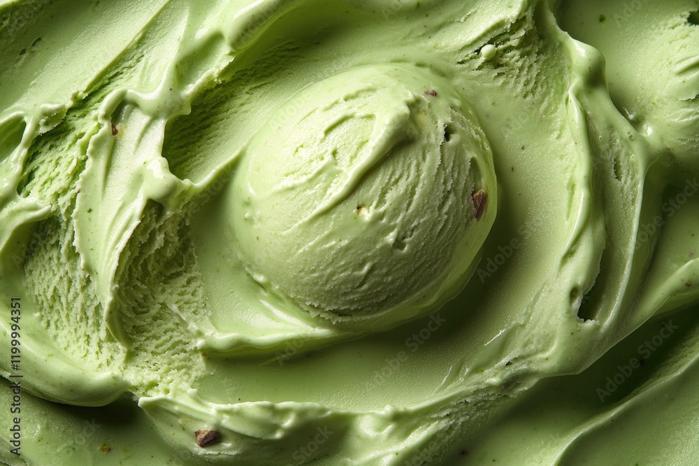 Fototapeta premium A scoop of green ice cream in a bowl, suitable for food or dessert photography