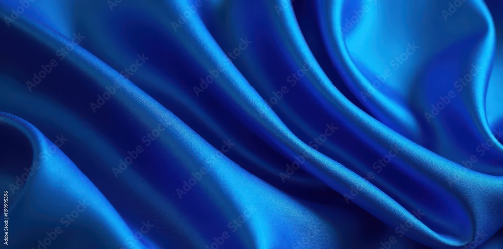 Obraz premium Deep blue satin; undulating, luxurious folds and ripples , blue, silk