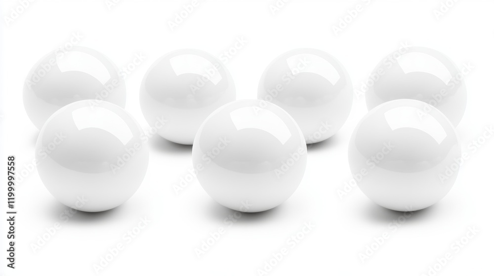 Seven Glossy White Spheres on a Clean Background for Design Use Seven Glossy White Spheres on a Clean Background for Design Use