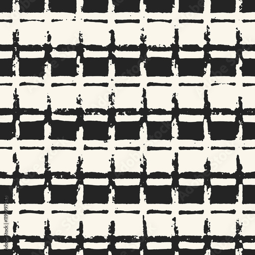 Black And White Damaged Grid Pattern