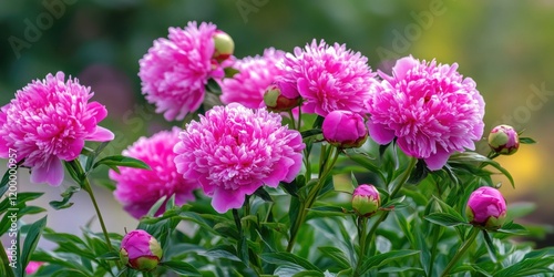 A bouquet of pink flowers surrounded by green leaves
