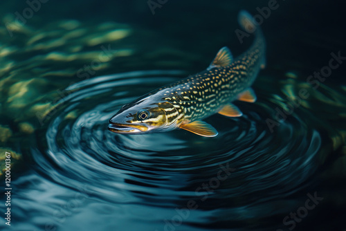 Fish gaping in water, mouth open. photo