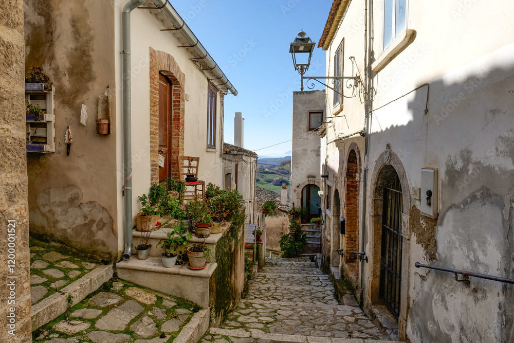 A street in Zungoli, a town in Campania, Italy.
