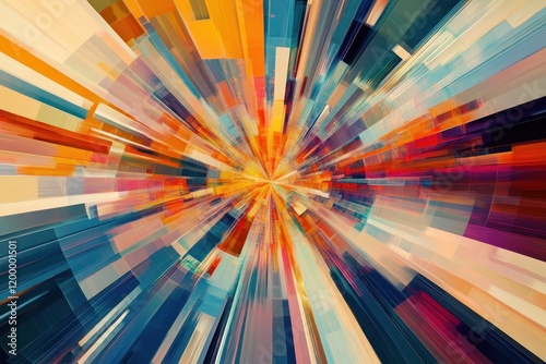 Abstract Colorful Radiating Lines Art Design