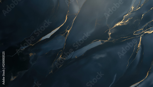 Soft, deep blue, luxurious, elegant, dark marble texture with gold veins, polished stone backgroung, fluid surface, abstract painting