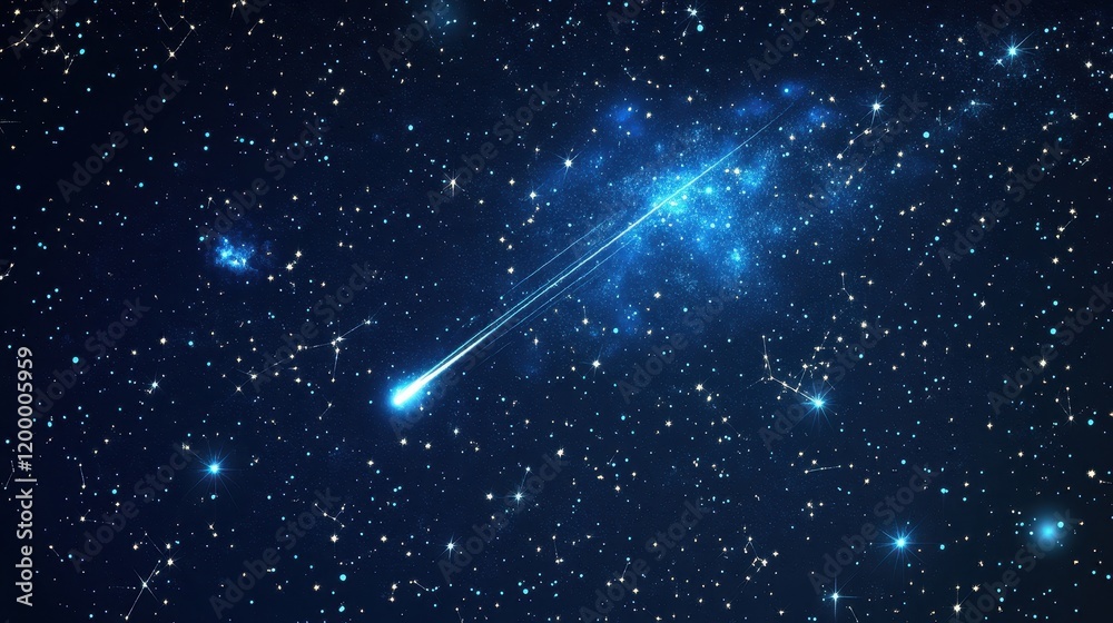 A Bright Comet Streaking Across a Starry Night Sky A Bright Comet Streaking Across a Starry Night Sky