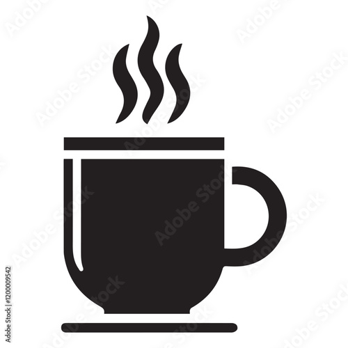 Coffee cup with steam rising logo icon vector illustration.