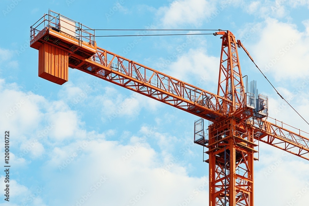 A large crane stands alone in the clear blue sky A large crane stands alone in the clear blue sky