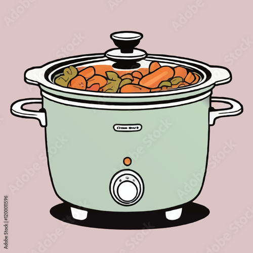 slow cooker with legumes cartoon vector