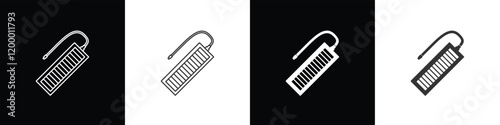 Blowing Piano icon. Pianika icon vector illustration in black, white and transparent background. Eps10
