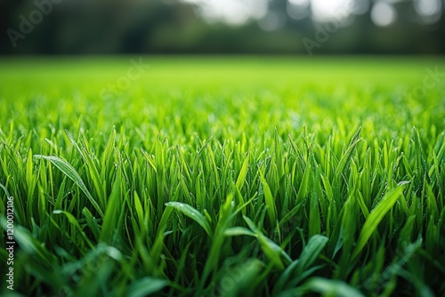 Green lawn with trees in the background, perfect for outdoor events or nature scenes