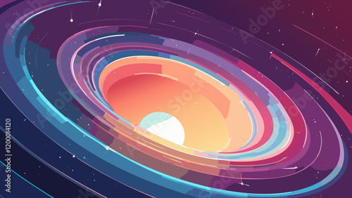 Captivating view of a swirling cosmic vortex with vibrant colors and interstellar patterns