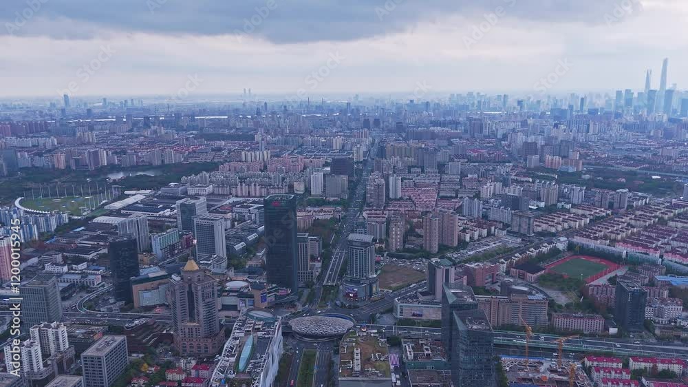 4K Real Time Aerial View Of WuJiaoChang In Shanghai 4K Real Time Aerial View Of WuJiaoChang In Shanghai