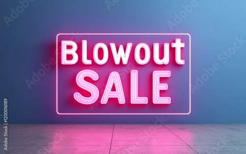 Bright neon sign promoting a blowout sale, ideal for marketing materials and advertisements in retail and commerce.