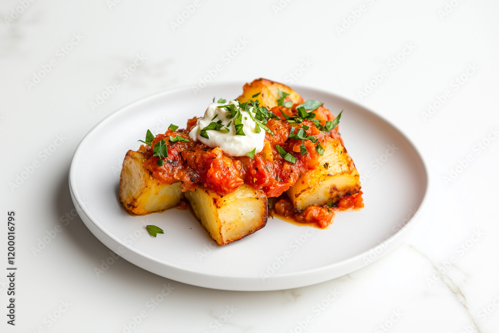 Patatas bravas with spicy tomato sauce and aioli Patatas bravas with spicy tomato sauce and aioli