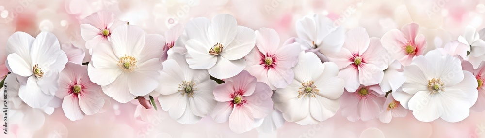 Fototapeta premium Exquisite white flowers wallpaper, elegant floral design for sophisticated interiors