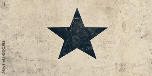 A Distressed Black Star on Beige Textured Background
