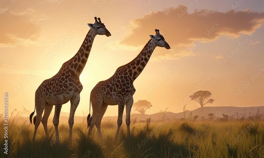 Obraz premium giraffe at sunset