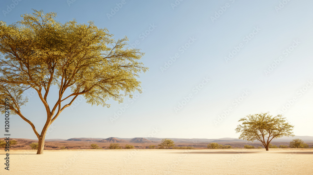 Obraz premium Serenity of a Desert Landscape Under Clear Skies