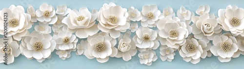 Serene white magnolia blossoms on vibrant blue, stunning floral display elegant