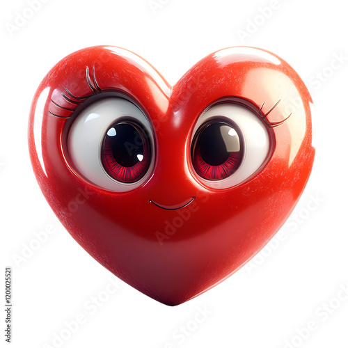 Cute Animated Red Heart with Big Adorable Eyes