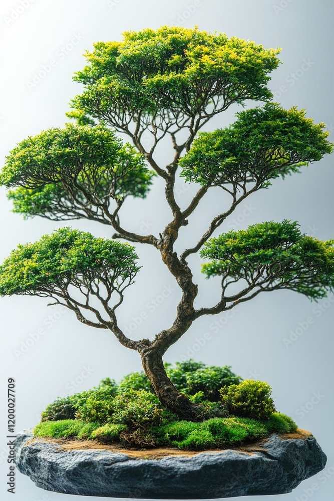 A small bonsai tree grows out of the cracks of a large rock A small bonsai tree grows out of the cracks of a large rock