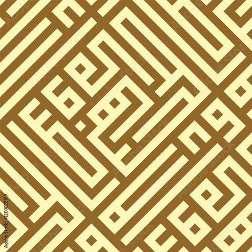 Seamless Pattern kufic square arabic calligraphy of a verse six from chapter As-Syams from the Quran. Simple modern background texture. Repeat geo design
