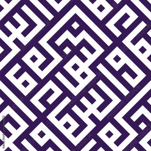 Seamless Pattern kufic square arabic calligraphy of a verse five from chapter As-Syams from the Quran. Simple modern background texture. Repeat geo design