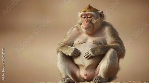 Monkey resting in a calm environment, showcasing tranquility and contemplation in natural habitat photo