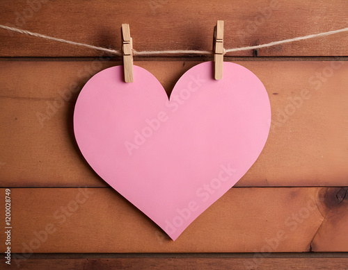 pink heart on a wooden background