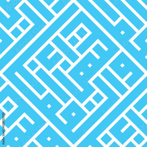 Seamless Pattern kufic square arabic calligraphy of a verse two from chapter As-Syams from the Quran. Simple modern background texture. Repeat geo design