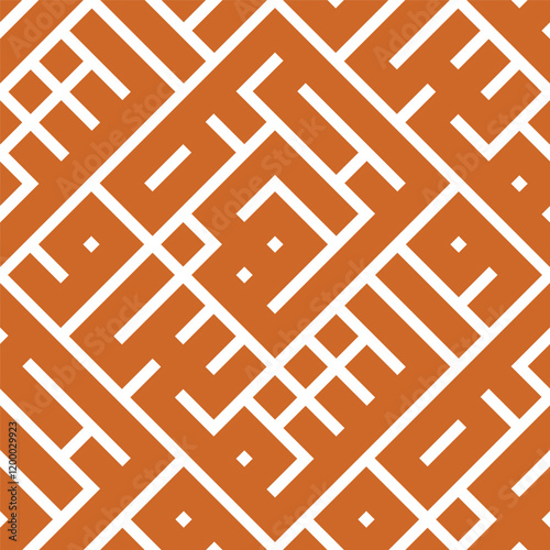 Seamless Pattern kufic square arabic calligraphy of a verse one from chapter As-Syams from the Quran. Simple modern background texture. Repeat geo design