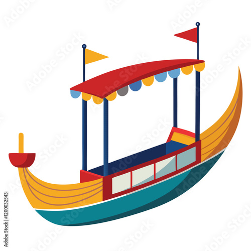 Colorful cartoon illustration of a decorative boat.