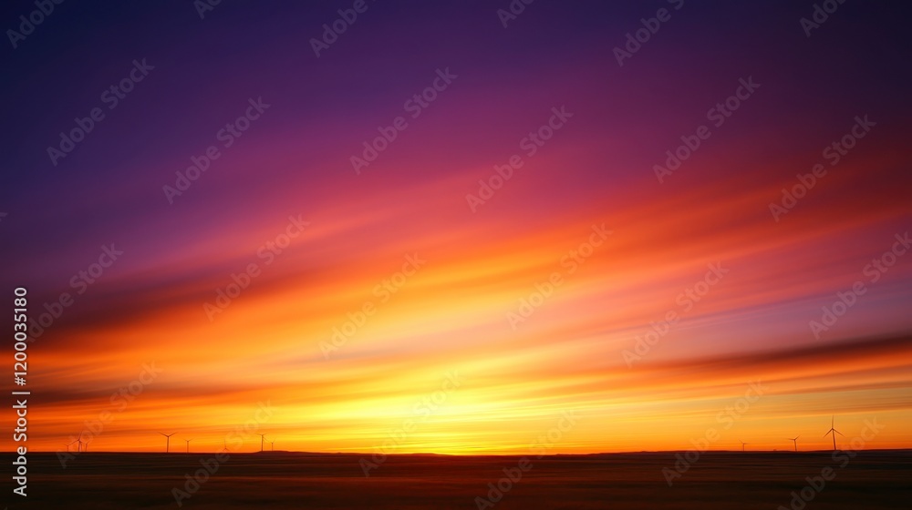 Fototapeta premium A stunning sunset with vibrant hues of orange, purple, and pink blending across the sky, creating a serene and picturesque landscape.