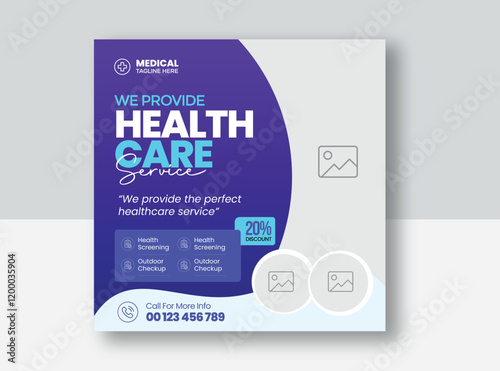 Medical Social Media Post Template | Editable Healthcare Social Media Banner Template