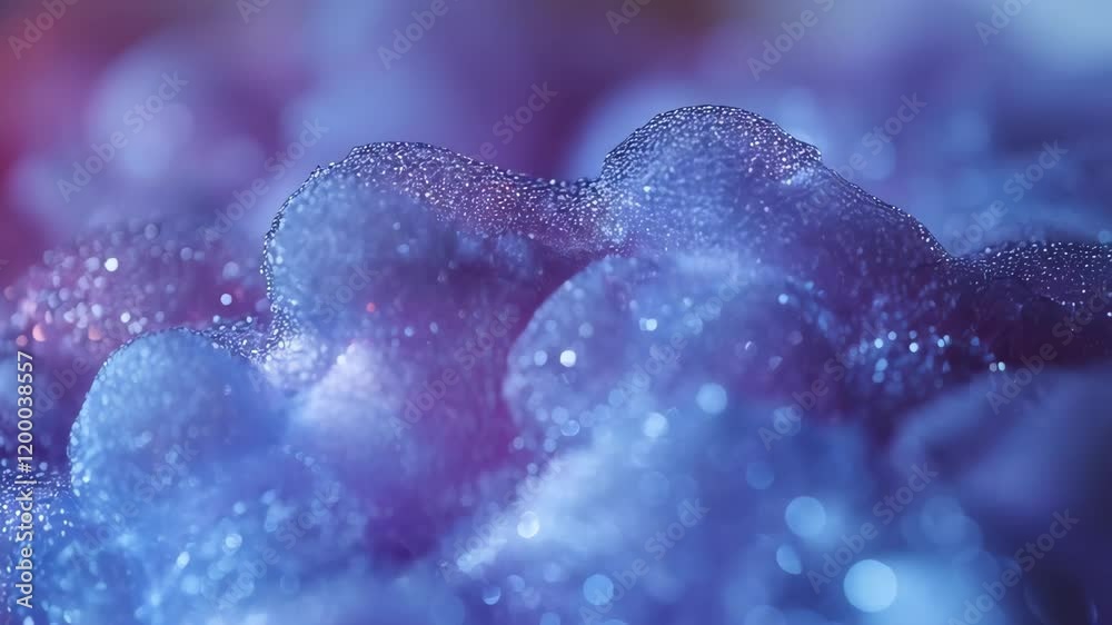 Close-up of shimmering purple bubbles with a soft glow.