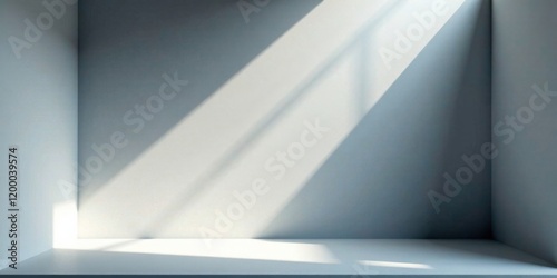 Empty Room Corner with Light Beams and Shadow Play on Walls and Floor